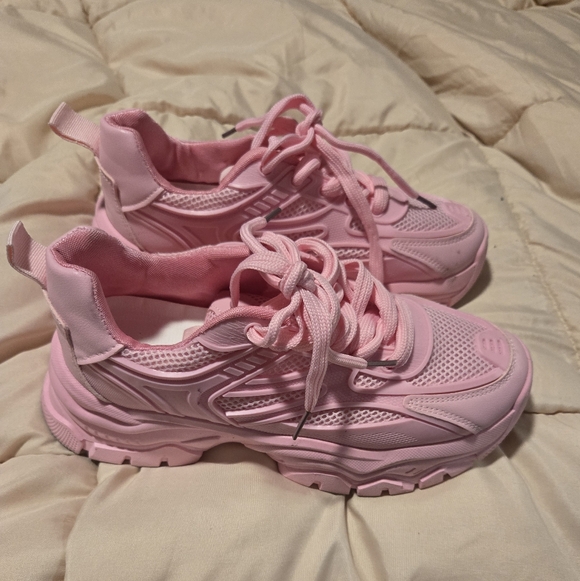 Pink Fashion Tennis Shoes Chunky Sz 7.5 - Picture 12 of 12